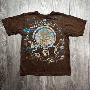 725 Originals Brown Y2K Baby Tee Skull Cherub Medium Graphic Print T-Shirt